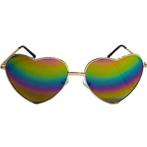 6018 | Gold Rainbow Lens Heart Sunglasses